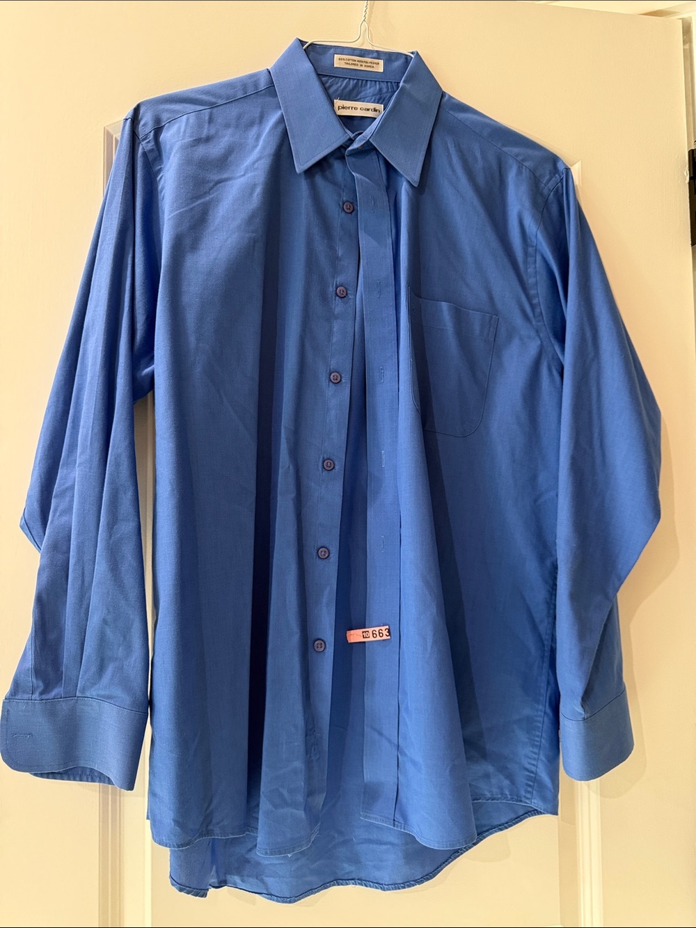 Pierre Cardin Solid Blue Long Sleeve Dress Shirt